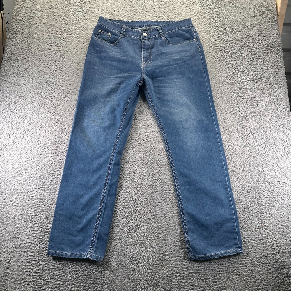Takeshy Kurosawa Jeans Mens 34x31 Blue Cotton Denim Straight Workwear‎ Faded